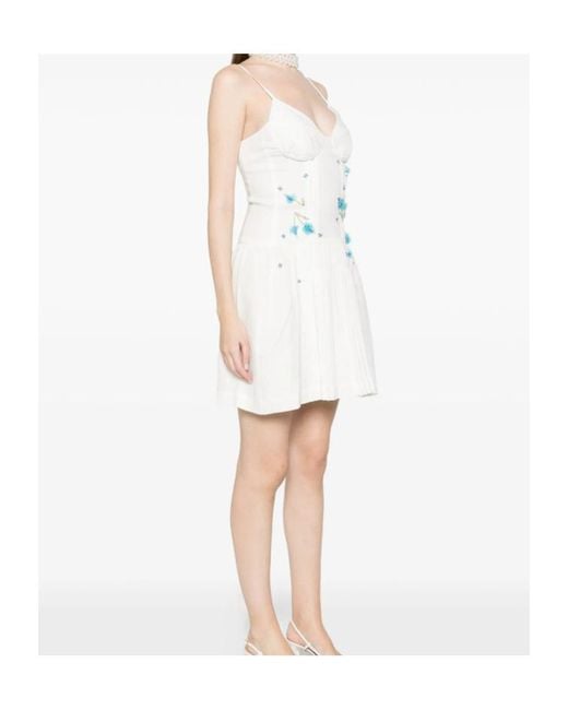ShuShu/Tong White Floral Pleated Mini Dress
