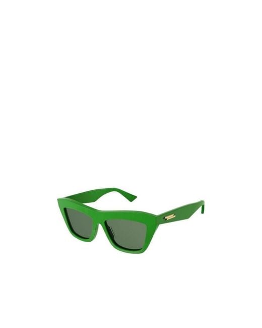 Bottega Veneta Green Eyewear Cat-Eye Frame Sunglasses