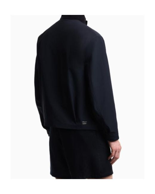 Emporio Armani Blue Blouson Jacket With High Collar And Angled Flap Pockets for men