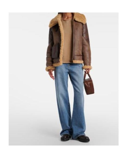 Ralph Lauren Brown Shearling-Trimmed Leather Jacket