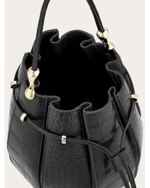 Ferragamo Black Rope Strap Shoulder Bag