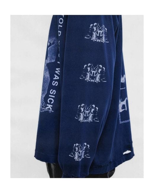 Enfants Riches Deprimes Blue Enfants Riches Déprimés Long-Sleeved Distressed T-Shirt for men