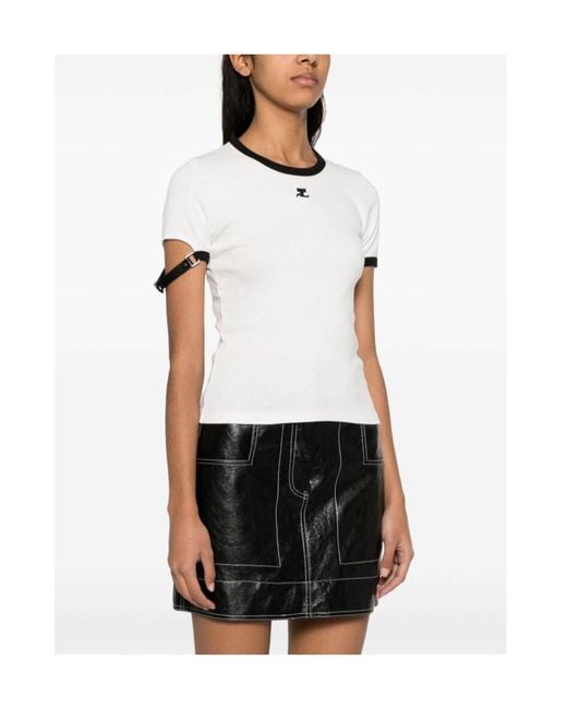 Courreges White Courrèges Buckle Contrast T-Shirt