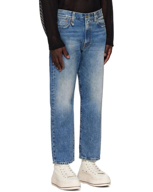 R13 Blue Belt Loop Denim Trousers for men