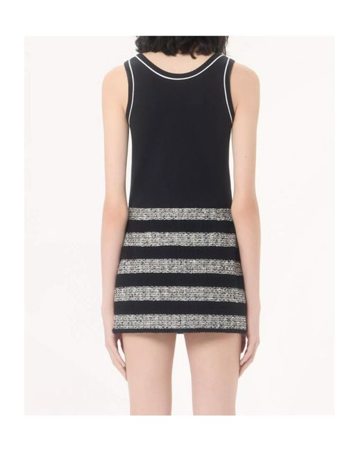 Valentino Black Vlogo Signature Contrast Trim Jersey Top