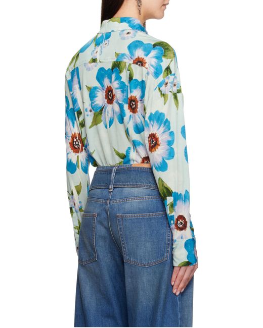 Acne Blue Floral-Print Shirt