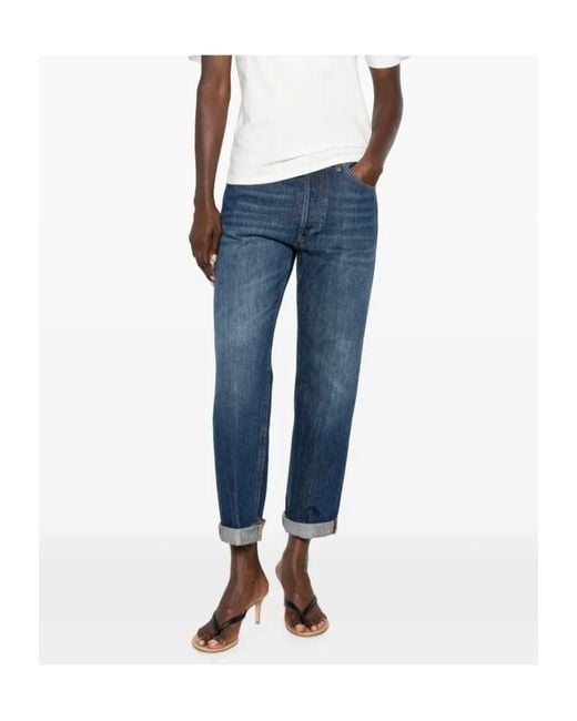 Dondup Blue Faded-Effect Turn-Up Jeans