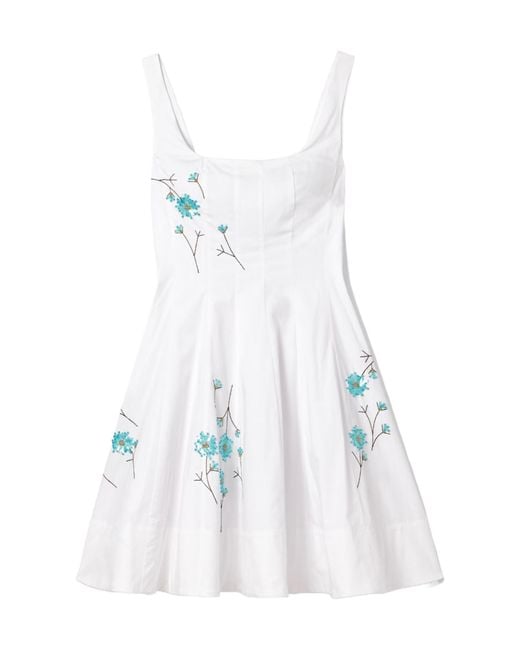 Staud White Wells Pleated Mini Dress