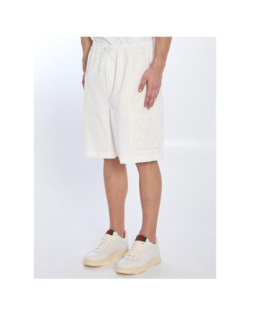 Gucci White Web Detailed Cargo Shorts for men