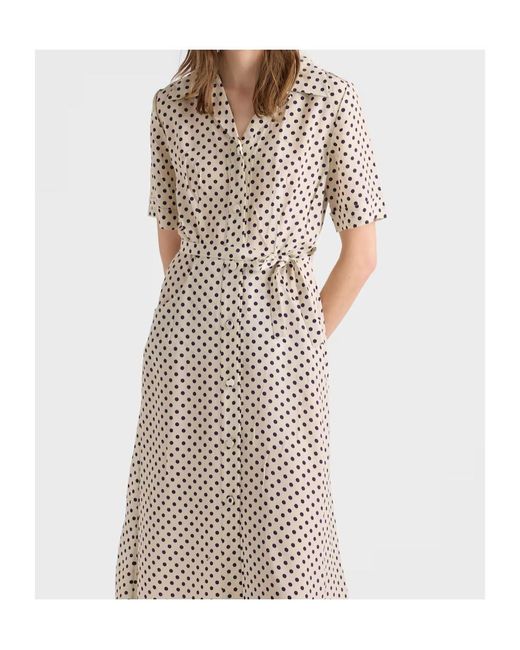 Prada White Polka-Dot Print Marocain Shirt Dress