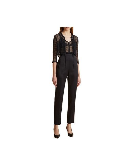 Khaite Black High Waisted Cropped Trousers
