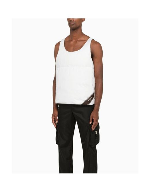 Prada White Cotton Down Tank Top for men