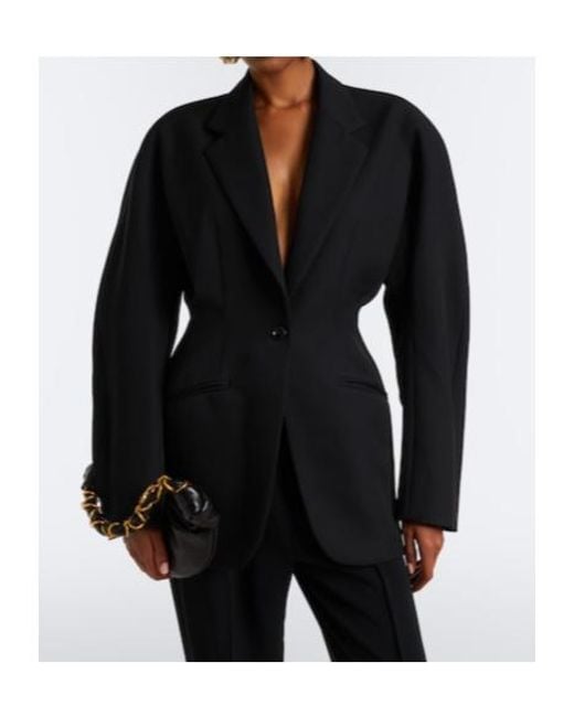 Mugler Black Virgin Wool Grain De Poudre Blazer