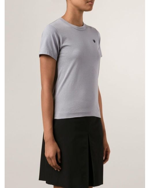COMME DES GARÇONS PLAY Gray Embroidered Heart T-Shirt