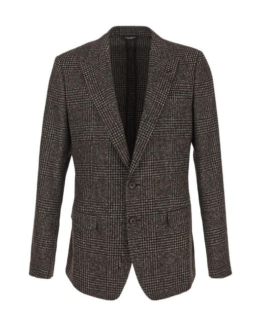 Dolce & Gabbana Black Prince Of Wales Checked Blazer for men
