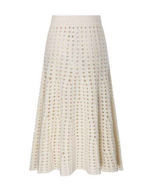 Nude White Perforated Knit Skirt