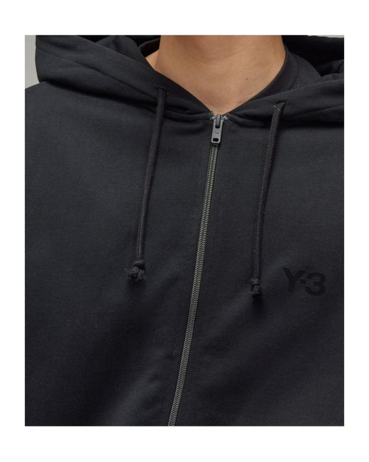 Y-3 Black French Terry Zip Hoodie for men