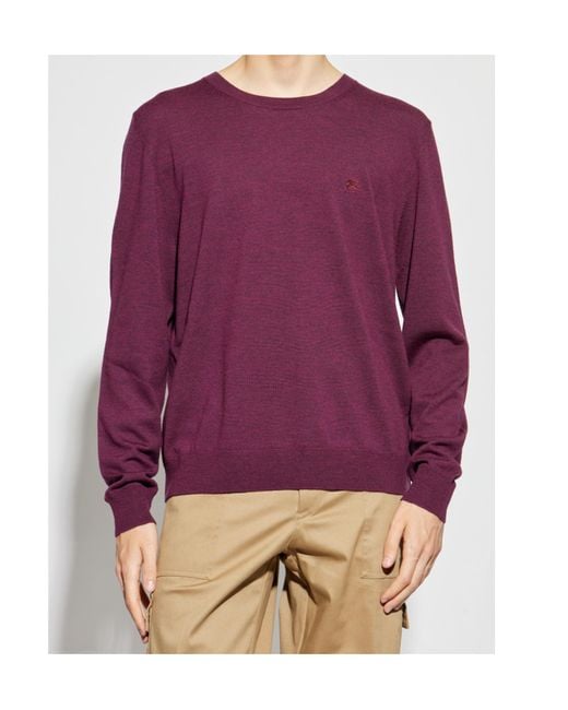 Etro Purple Logo Embroidered Knitted Jumper for men
