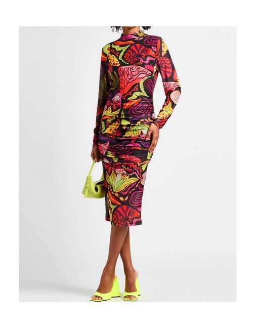 Farm Rio Red Long-Sleeved Dress