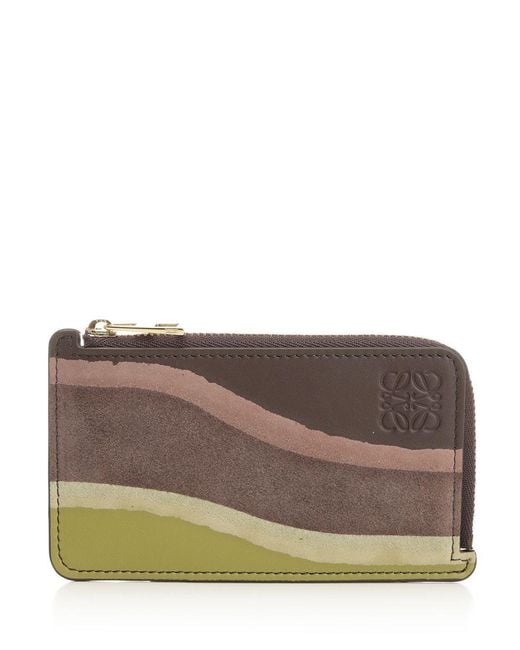 Loewe Gray Card Holder With Coin Purse Small Leather Goods