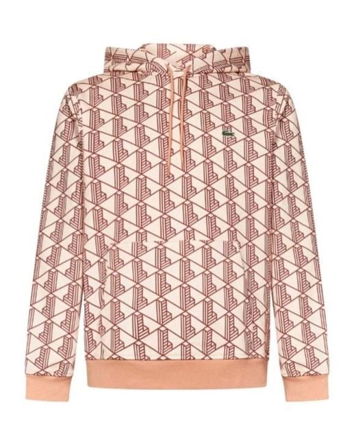Lacoste Pink Long Sleeve Hooded Sweatshirt for men