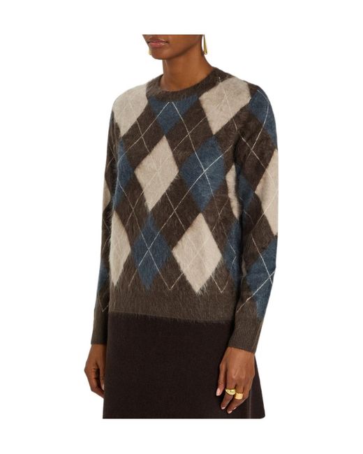 Lisa Yang Black Argyle Brushed Cashmere Jumper