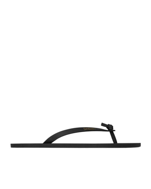 Saint Laurent White Knotted Pool Flip-Flops