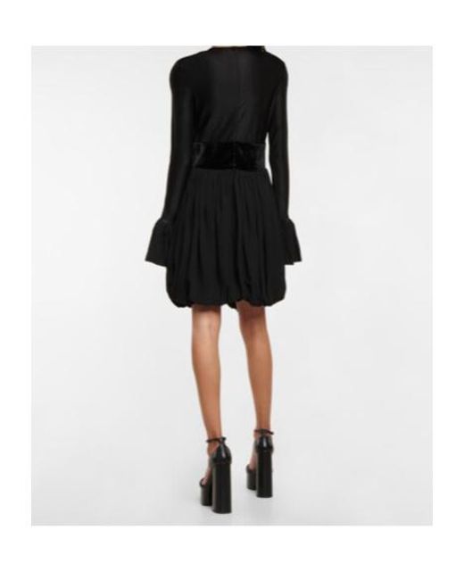 Rabanne Black Pleated Flared Minidress