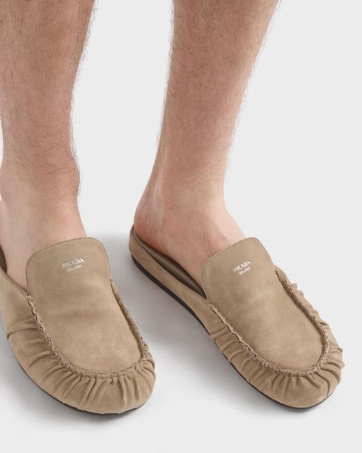 Prada Brown Suede Mules for men