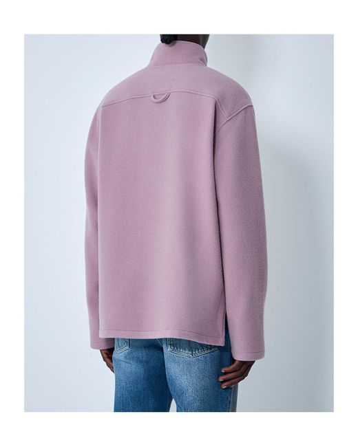 Rier Purple Myrte Zip-Up Fleece Sweatshirt for men