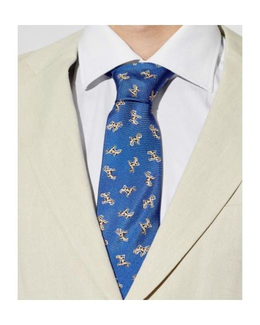 Paul Smith Blue All-Over Dog Motif Tie for men