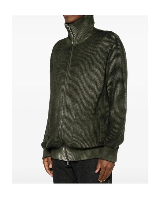 Avant Toi Green Long-Sleeved Zip-Up Cardigan for men