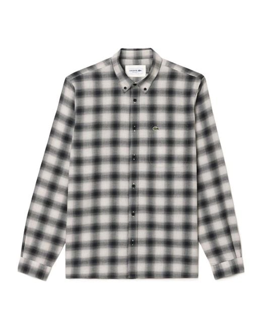 Lacoste Gray Regular Fit Flannel Shirt for men