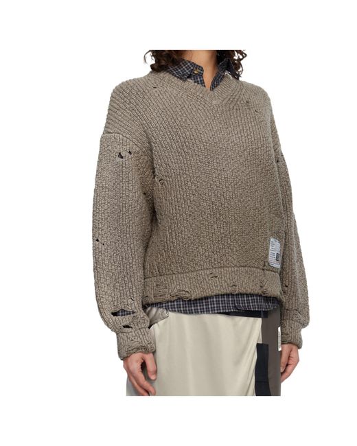 Maison Mihara Yasuhiro Brown V-Neck Sweater