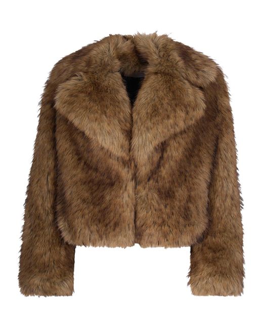 Stand Studio Brown Lapel Long-Sleeved Fur Coat