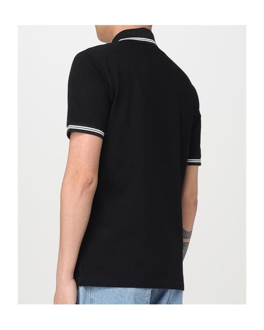 Emporio Armani Black Piped Collar Piqué Polo Shirt for men