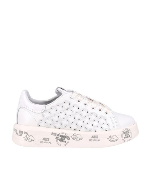 Premiata White Logo Low-Top Casual Shoes