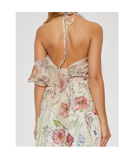 McQueen Natural Meadow Floral Print Asymmetric Top