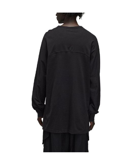 Y-3 Black Solid Color Long Sleeve T-Shirt for men