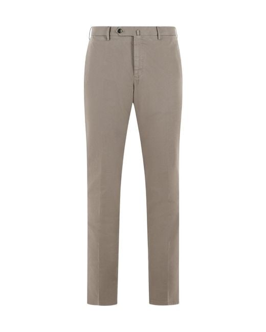 PT01 Gray Casual Trousers With Belt Loops for men