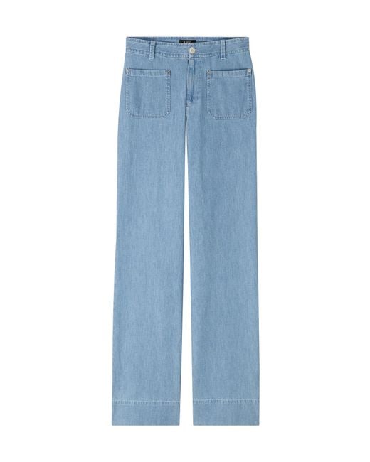 A.P.C. Blue Emilie High-Waist Straight-Leg Jeans