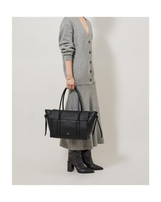 Mulberry Black Medium Soft Bayswater Logo Embossed Shoulder Bag