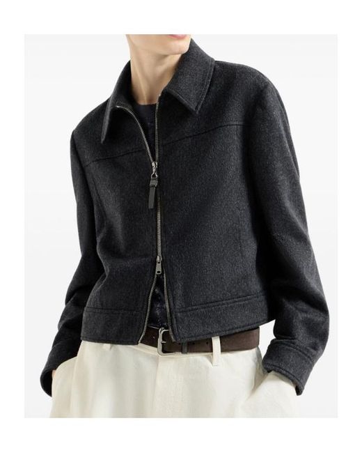 Brunello Cucinelli Black Collared Long-Sleeved Casual Jacket
