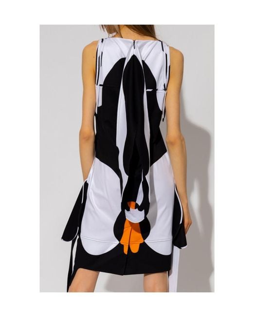 Burberry White Sleeveless Slogan Print Mini Dress