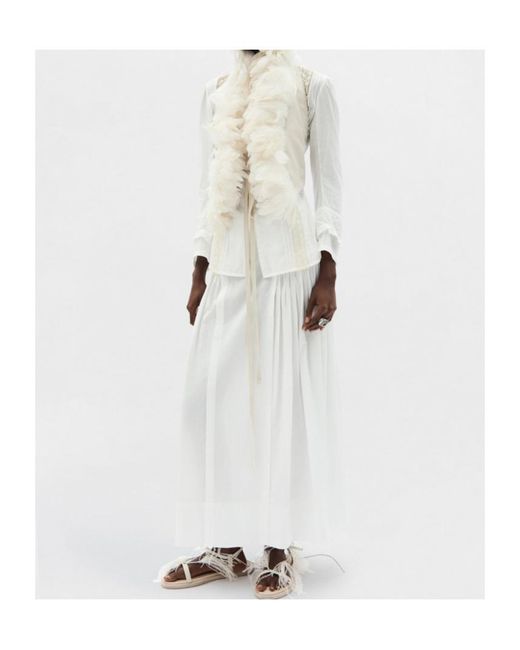 Ann Demeulemeester White Lidy Open Front Shirt With Lace Ribbons