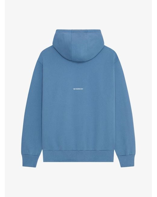 Givenchy Blue Logo Embroidered Drawstring Hoodie for men