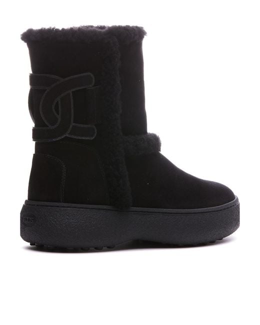 Tod's Black Tods Logo Patch Boots