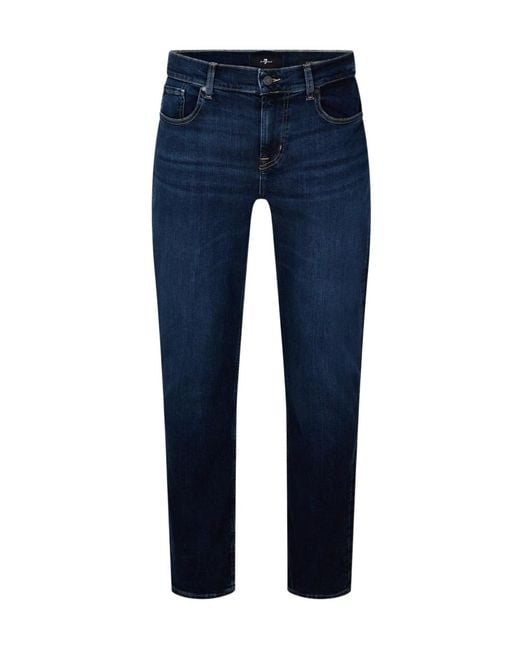 7 For All Mankind Blue Straight Leg Jeans for men