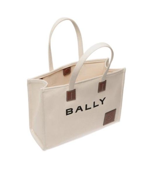 Bally Natural Akelei Logo Printed Top Handle Bag