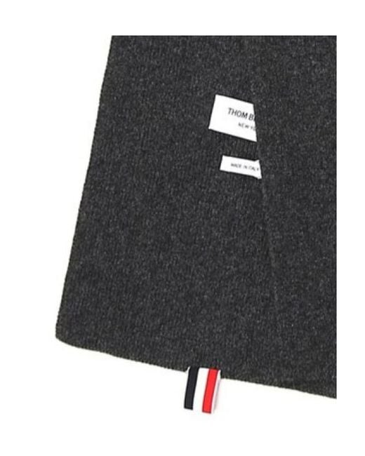 Thom Browne Black Full Needle Rib Scarf With 4-Bar Stripe
